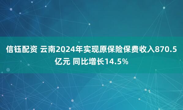 信钰配资 云南2024年实现原保险保费收入870.5亿元 同比增长14.5%