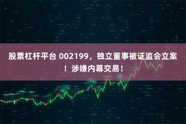 股票杠杆平台 002199,独立董事被证监会立案!涉嫌内幕交易!