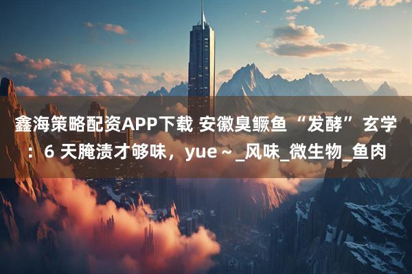 鑫海策略配资APP下载 安徽臭鳜鱼 “发酵” 玄学：6 天腌渍才够味，yue～_风味_微生物_鱼肉